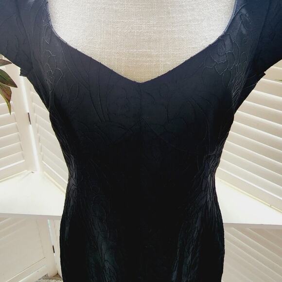 ARMANI COLLEZIONI BLACK V NECK LINED CAP SLEEVE RUFFLE DRESS SIZE M/L - Picture 6 of 7